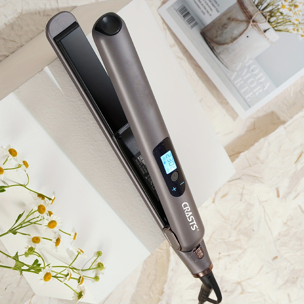 CRASTS Professioneller Haarglätter und Lockenstab – Doppelnutzung, 5-stufige Temperaturregelung, 220 V mit Display,