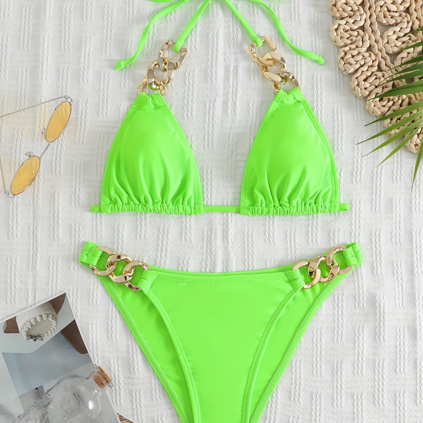 Sexy bikini zonder ketting en mouwen voor dames met split