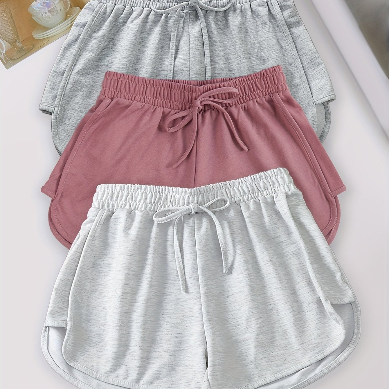 Set van 3 lichtgewicht dames zomershorts met elastische taille