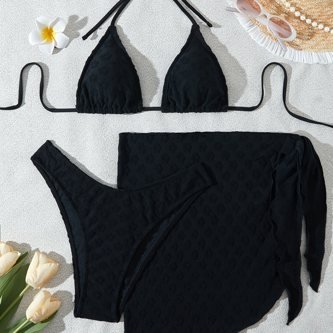 Driedelige bikinibadpak met warme bloemenprint voor dames