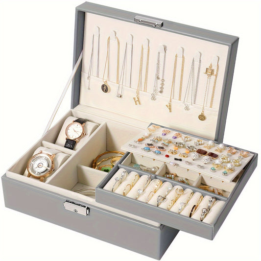 Large Capacity Double-Layer Jewelry Box for Women