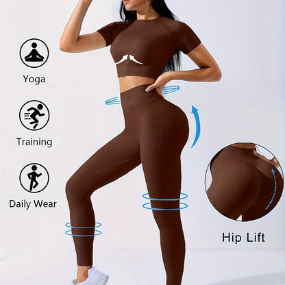 2-Piece Women's Yoga Set with Crop Top and Leggings